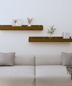 vidaXL Wandregale 2 Stk. Honigbraun 80x12x9 cm Massivholz Kiefer