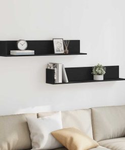 vidaXL Wandregale 2 Stk. Schwarz 100x16,5x16,5 cm Holzwerkstoff