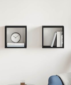 vidaXL Würfel-Wandregale 2 Stk. Schwarz Eichen-Optik 30x15x30 cm