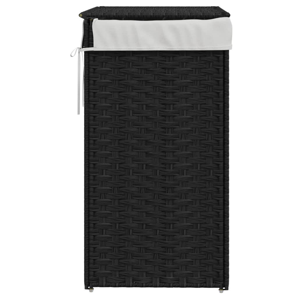 vidaXL Wäschekorb mit Deckel Schwarz 46x33x60 cm Poly Rattan