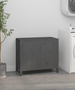 vidaXL Wäschetruhe Grau 88,5x44x76 cm Massivholz Kiefer