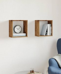 vidaXL Würfel-Wandregale 2 Stk. Altholz-Optik 30x15x30 Holzwerkstoff