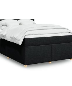vidaXL Boxspringbett mit Matratze Schwarz 160x200 cm Stoff
