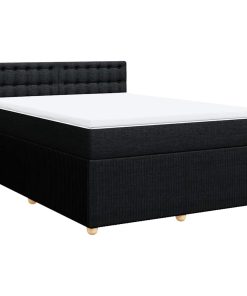 vidaXL Boxspringbett mit Matratze Schwarz 160x200 cm Stoff