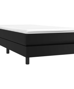 vidaXL Boxspringbett mit Matratze Schwarz 90x190 cm Kunstleder