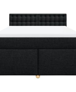 vidaXL Boxspringbett mit Matratze Schwarz 160x200 cm Stoff