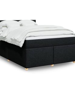 vidaXL Boxspringbett mit Matratze Schwarz 160x200 cm Stoff