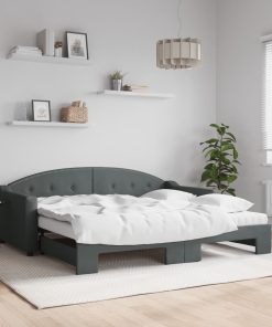 vidaXL Tagesbett Ausziehbar mit Matratzen Dunkelgrau 90x190 cm Stoff