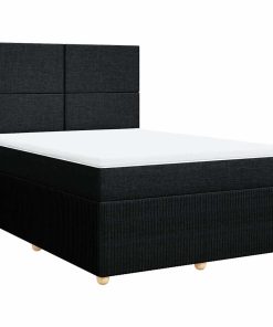 vidaXL Boxspringbett mit Matratze Schwarz 160x200 cm Stoff