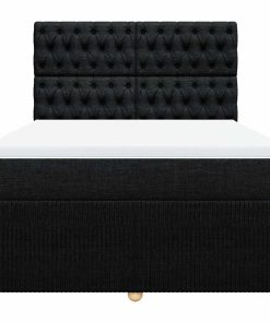vidaXL Boxspringbett mit Matratze Schwarz 160x200 cm Stoff