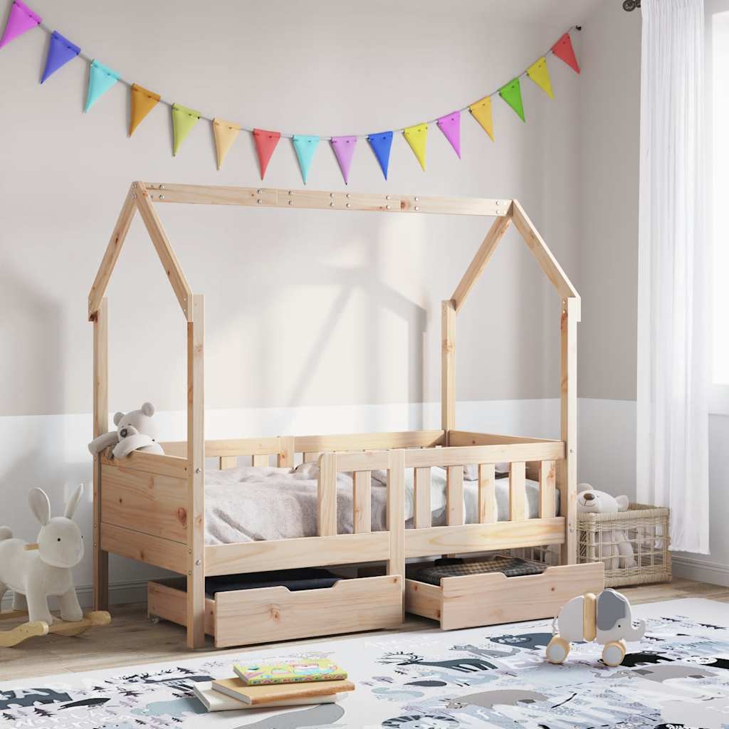 vidaXL Kinderbett mit Schubladen 80x170 cm Massivholz Kiefer