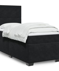 vidaXL Boxspringbett mit Matratze Schwarz 90x190 cm Samt