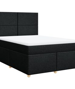 vidaXL Boxspringbett mit Matratze Schwarz 160x200 cm Stoff
