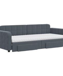vidaXL Tagesbett Ausziehbar mit Schubladen Dunkelgrau 80x200 cm Samt