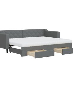 vidaXL Tagesbett Ausziehbar mit Schubladen Dunkelgrau 80x200 cm Stoff