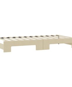 vidaXL Tagesbett Ausziehbar mit Matratzen Creme 90x200 cm Stoff
