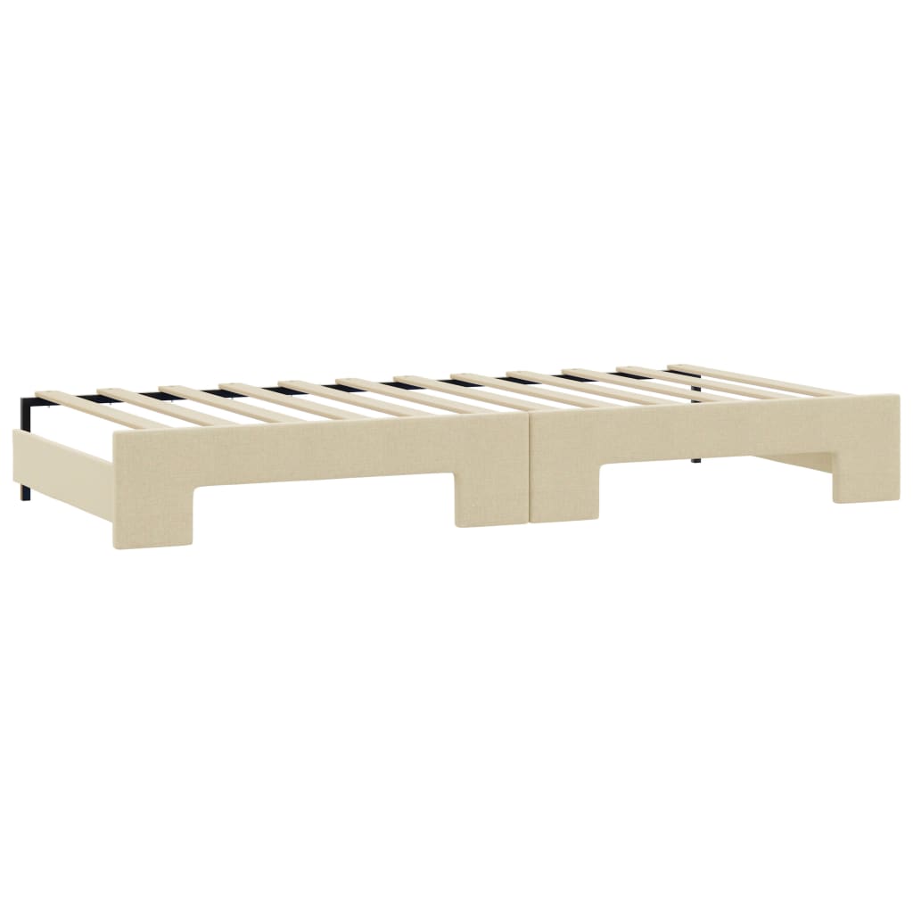 vidaXL Tagesbett Ausziehbar mit Matratzen Creme 90x200 cm Stoff