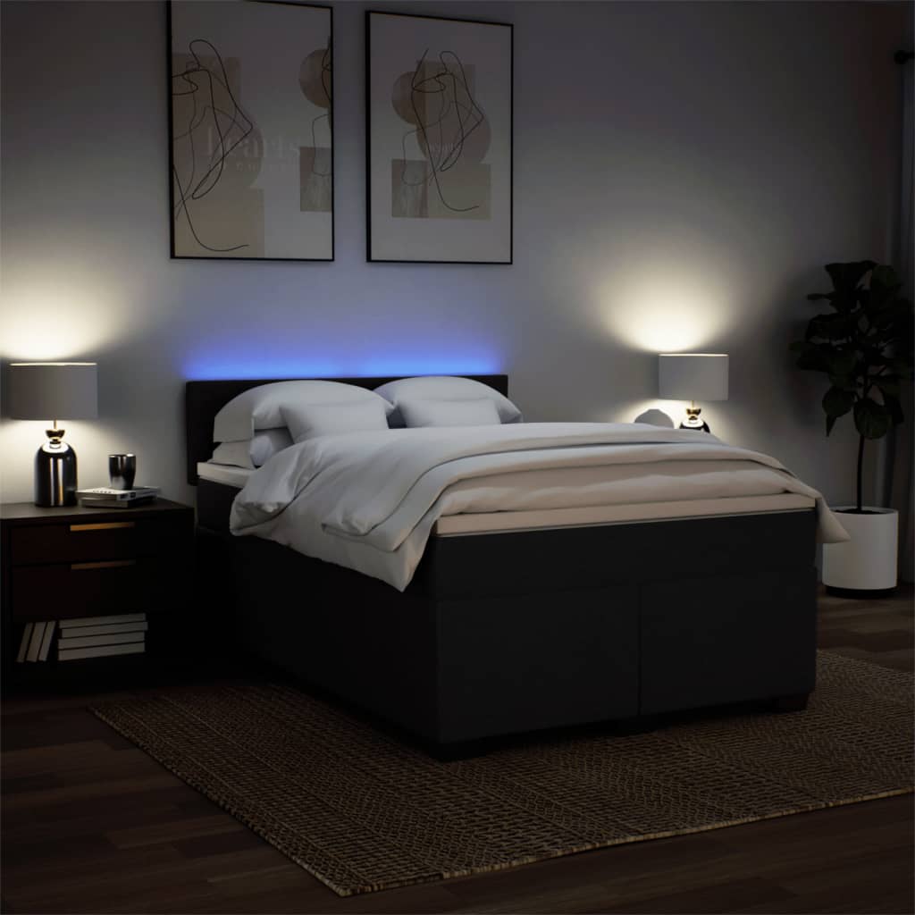 vidaXL Boxspringbett mit Matratze Schwarz 160x200 cm Stoff