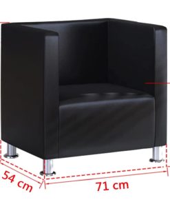 vidaXL Würfel-Sessel Schwarz Kunstleder