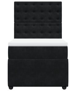 vidaXL Boxspringbett mit Matratze Schwarz 90x190 cm Samt