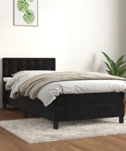 vidaXL Boxspringbett mit Matratze Schwarz 90x190 cm Samt