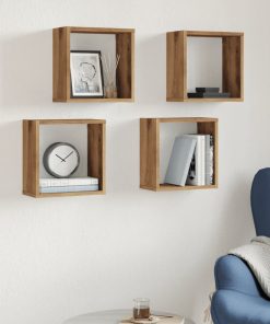 vidaXL Würfel-Wandregale 4 Stk. Artisan-Eiche 30x15x30 Holzwerkstoff