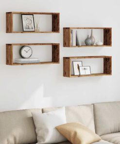 vidaXL Würfel-Wandregale 4 Stk. Altholz-Optik 60x15x23 Holzwerkstoff