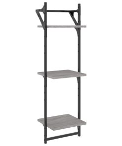 vidaXL Wandregale mit 3 Ablagen & Stangen 2 Stk. Grau Sonoma