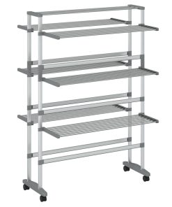 vidaXL Wäscheständer mit Rollen 89x64x129 cm Aluminium