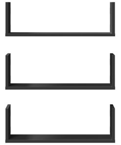 vidaXL Wandregale 3 Stk. Schwarz 58x18x18 cm Holzwerkstoff