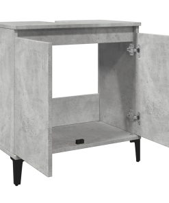 vidaXL Waschbeckenunterschrank Betongrau 58x33x60 cm Holzwerkstoff