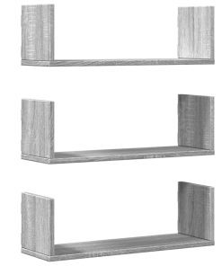 vidaXL Wandregale 3 Stk. Grau Sonoma 58x18x18 cm Holzwerkstoff