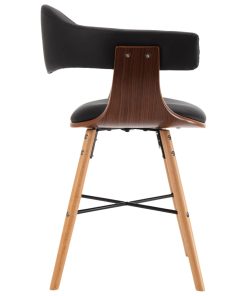 vidaXL Esszimmerstühle 4 Stk. Schwarz Kunstleder und Bugholz