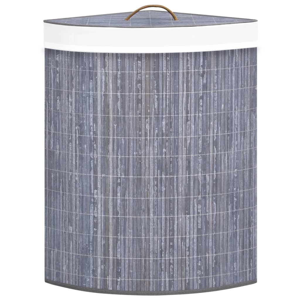 vidaXL Eck-Wäschekorb Bambus Grau 60 L