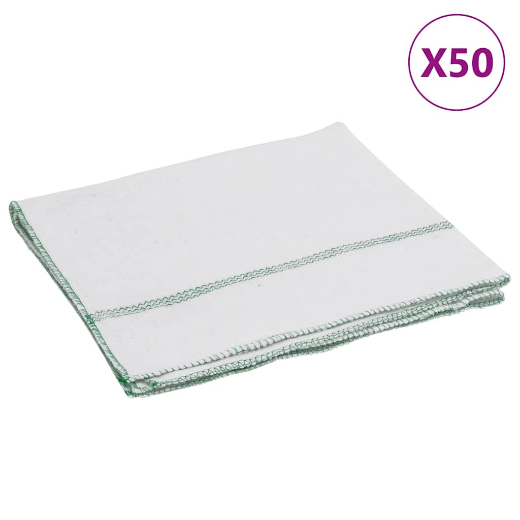 vidaXL Reinigungstücher 50 Stk. Weiß mit Grünen Gestreift 50x60 cm
