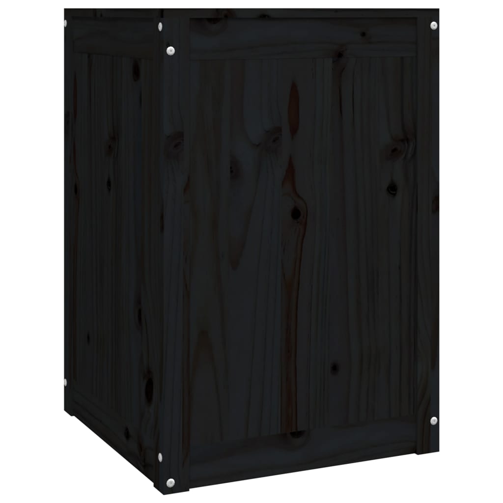 vidaXL Wäschetruhe Schwarz 44x44x66 cm Massivholz Kiefer