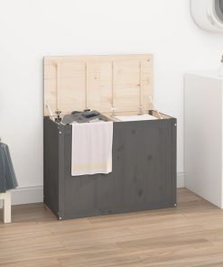 vidaXL Wäschetruhe Grau 88,5x44x66 cm Massivholz Kiefer