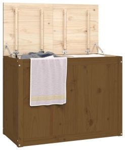 vidaXL Wäschetruhe Honigbraun 88,5x44x66 cm Massivholz Kiefer