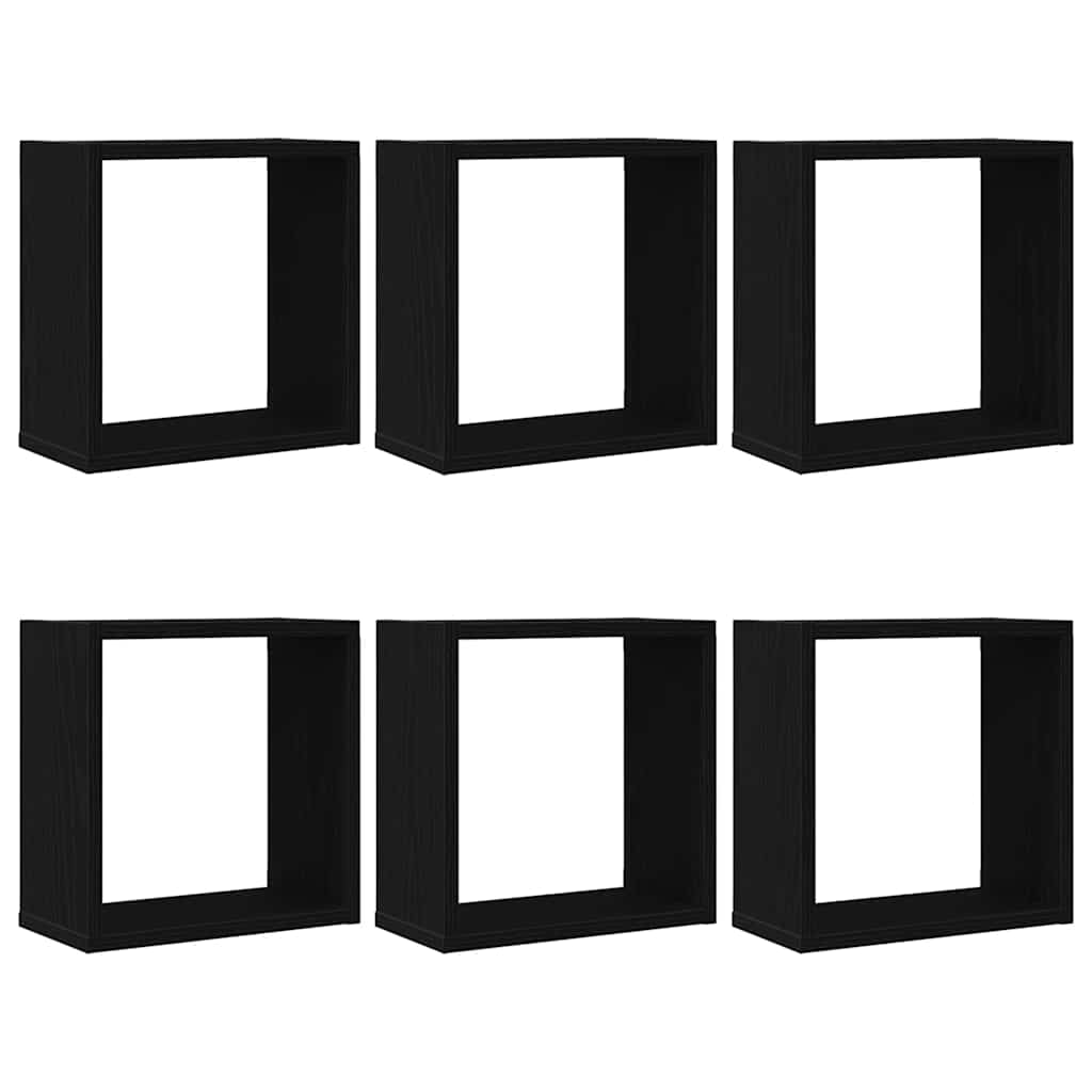 vidaXL Würfel-Wandregale 6 Stk. Schwarz Eichen-Optik 30x15x30 cm