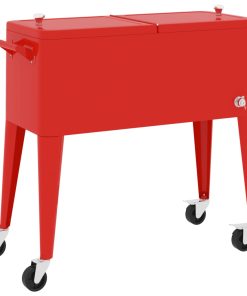 vidaXL Kühlwagen mit Rollen Rot 92x43x89 cm