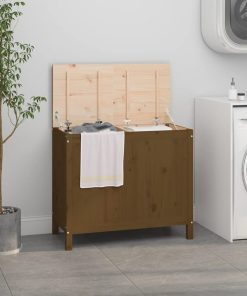 vidaXL Wäschetruhe Honigbraun 88,5x44x76 cm Massivholz Kiefer