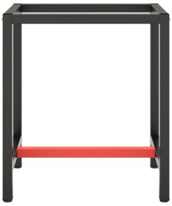 vidaXL Werkbankgestell Mattschwarz und Mattrot 70x50x79 cm Metall