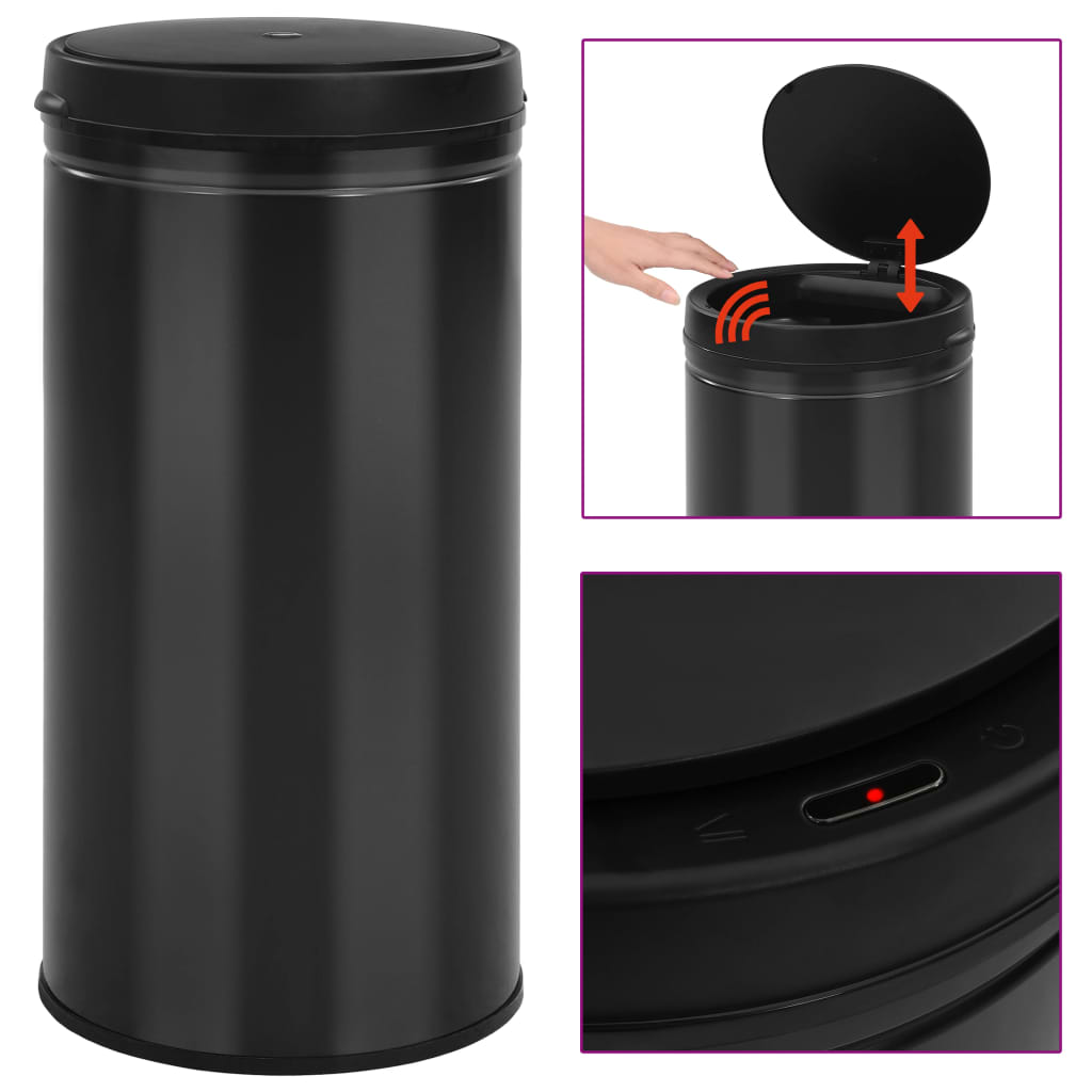 vidaXL Automatischer Sensor-Mülleimer 70 L Kohlenstoffstahl Schwarz