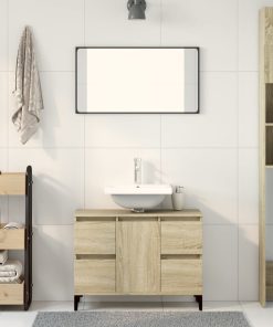 vidaXL Waschbeckenunterschrank Sonoma-Eiche 80x33x60 cm Holzwerkstoff
