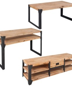 vidaXL 3-tlg. Wohnzimmermöbel-Set Akazienholz Massiv