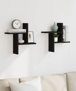 vidaXL Wandregale 2 Stk. Schwarz 38x12x38 cm Holzwerkstoff