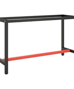 vidaXL Werkbankgestell Mattschwarz und Mattrot 140x50x79 cm Metall