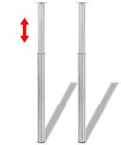 2 x Teleskopfuß Stützfuß Tischbein Nickel gebürstet 710mm-1100mm