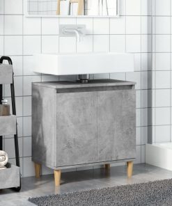 vidaXL Waschbeckenunterschrank Betongrau 58x33x60 cm Holzwerkstoff