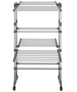 vidaXL Wäscheständer 2 Etagen mit Rollen Silbern 60x70x106 cm